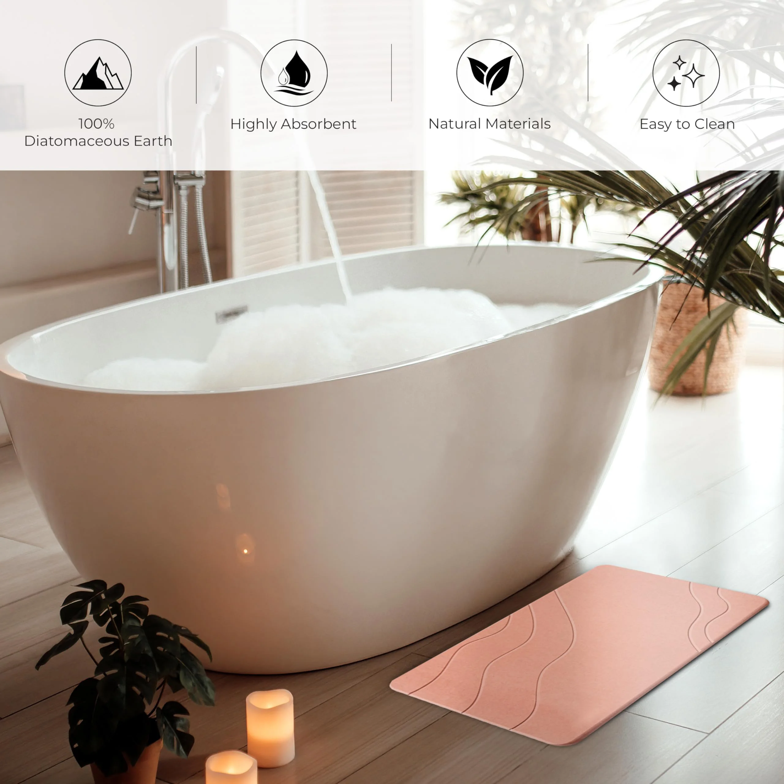 FMT Latest Classic Fast Water Drying Ultra Absorbent Non-slip Solid Grey Bath Mat Customized Diatomaceous Earth Stone Mat