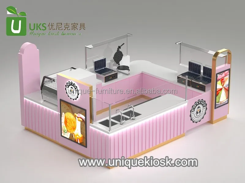 Salad bar Kiosk, Smoothies Display Counter, Juice bar Table with Seats