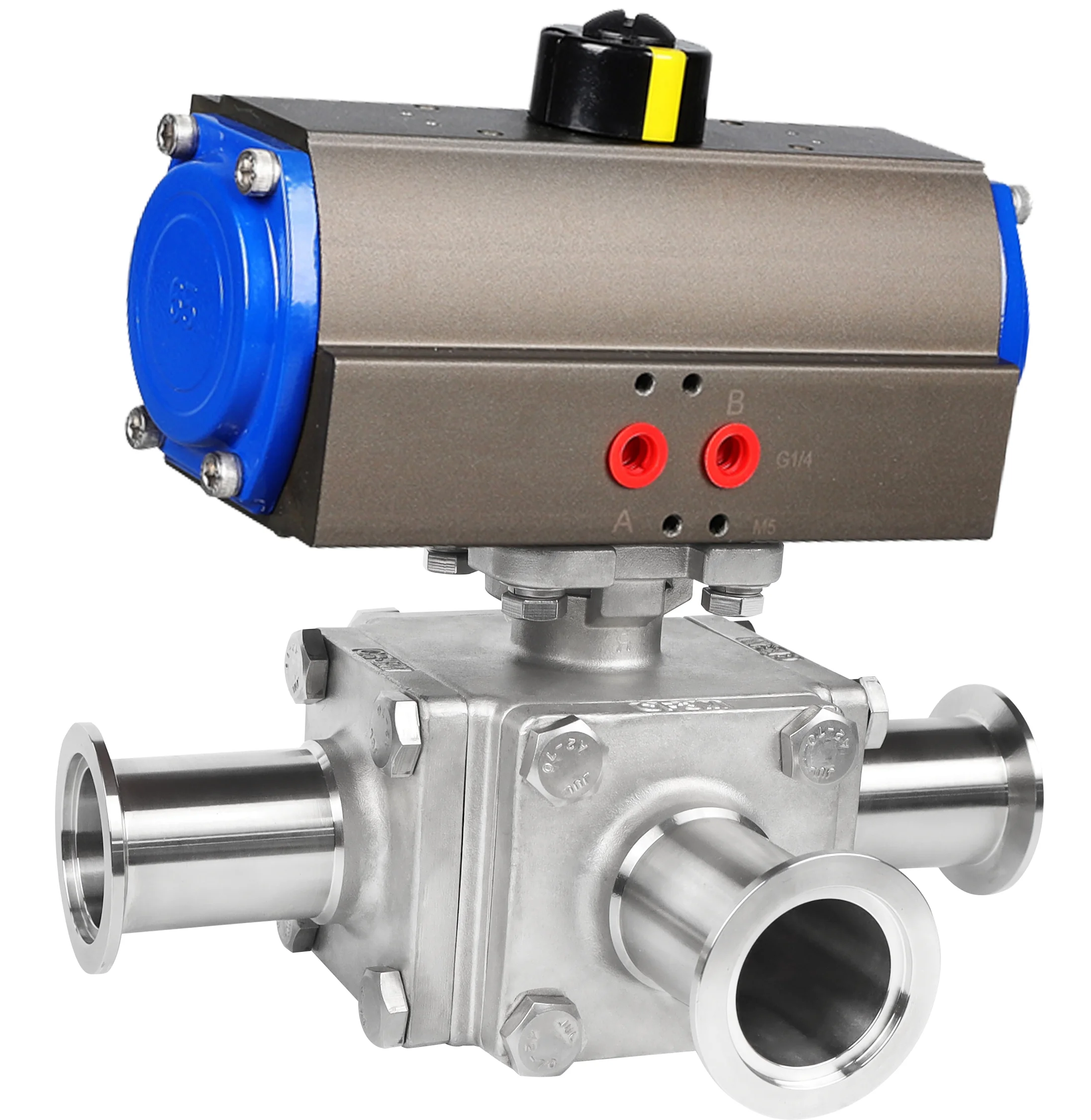 High Pressure Sanitary 3way Tri Clamp Vacuum Manual Pneumatic Ball Valve chuck joint quick contact negative pressure for wine