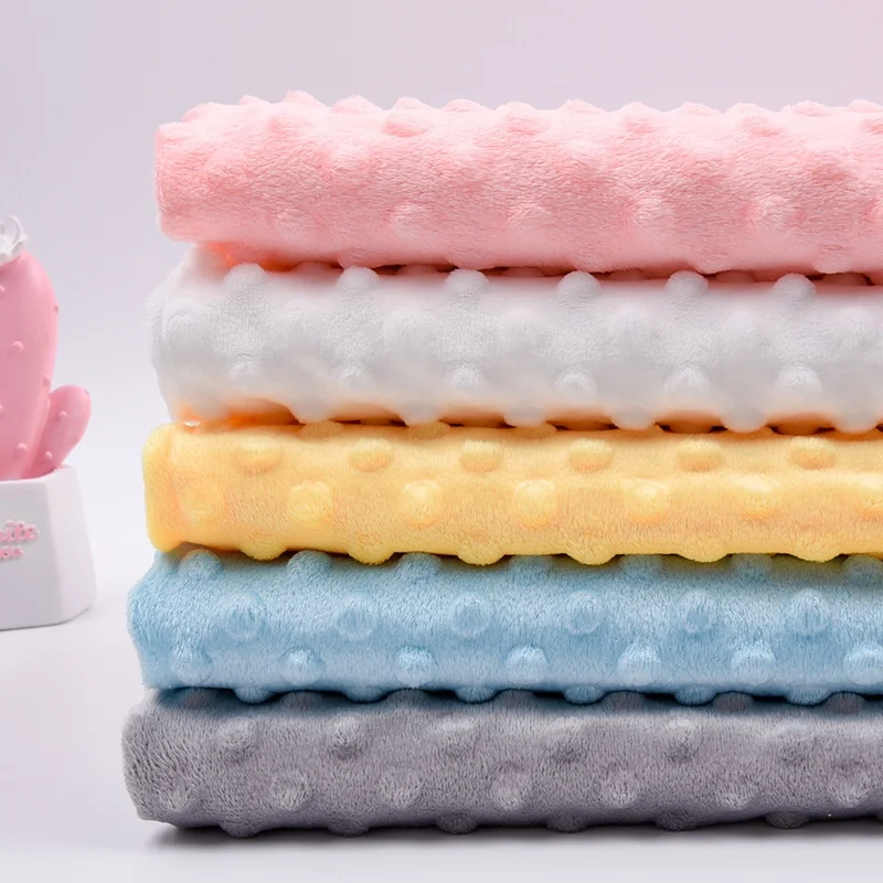 Простая полиэфирная тисненая ткань в горошек Minky, плотная плюшевая ткань для детского одеяла ShaoXing