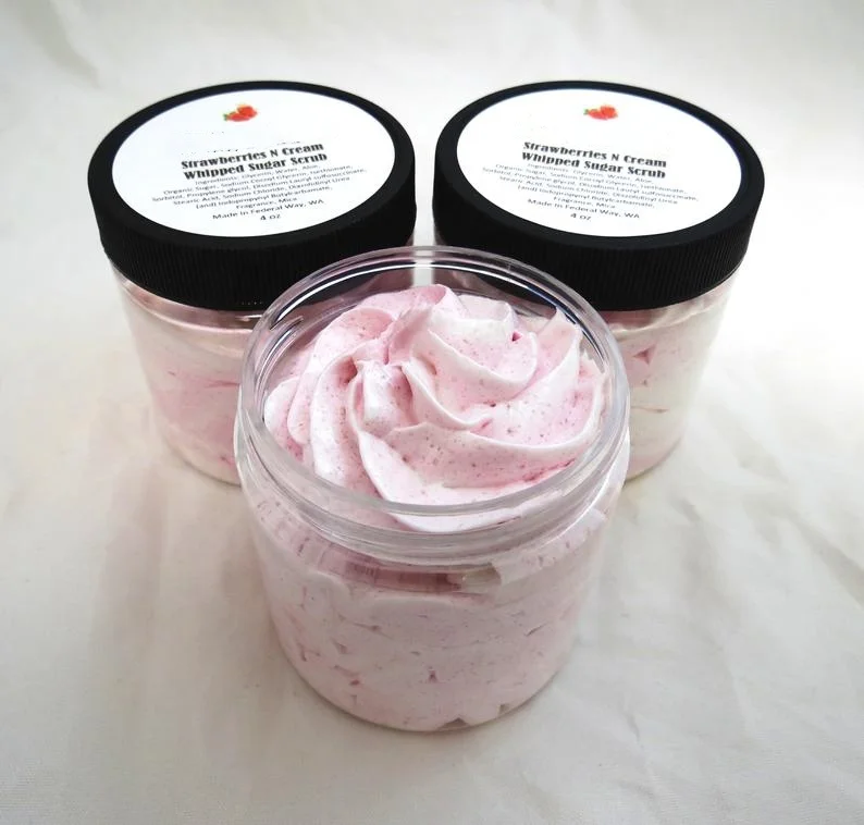 OEM Private Label Strawberries Scrub Cream Facial And Body Whipped Sugar Scrub
