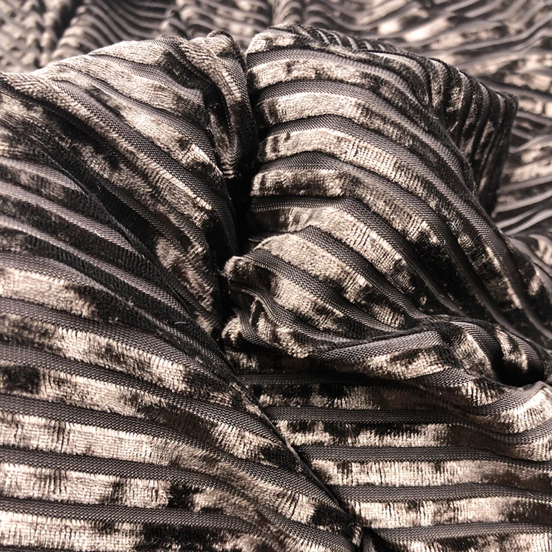 Wholesale Smooth Soft Knitted Velvet Fabric Polyester Spandex 8511# Stretch Stripe Korean Velvet Clothing Evening Gown Fabric