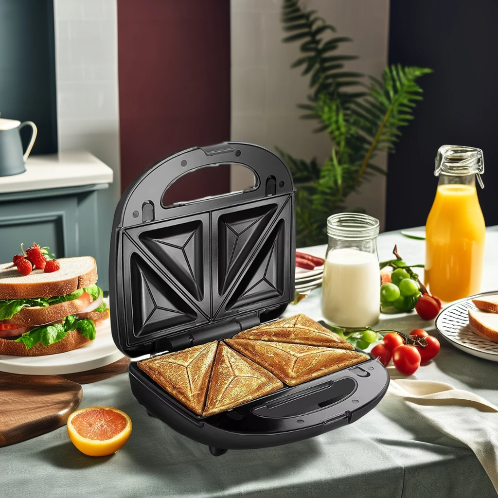 Wholesale Multi-function 2 Slice Electric Breakfast Toaster Waffle Iron Professional Sandwich Maker Grill with Non-stick Plates