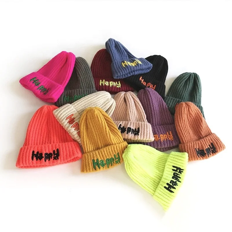 KENSHELLEY Amazon Wholesale Winter  Knitted Beanies Woman Pure Color Stripes Beanie Hats Warm Wool Beanie Hats