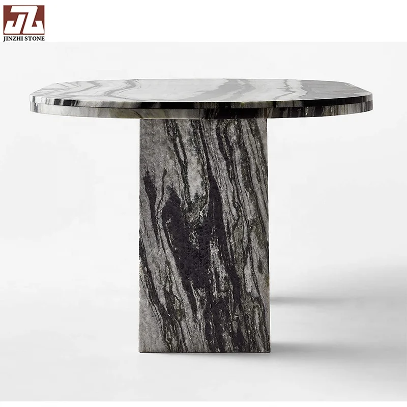 Modern Classic White Panda round Marble Coffee Table Base Calcite Stone Dining Kitchen Tea Tables Living Room Furniture Series