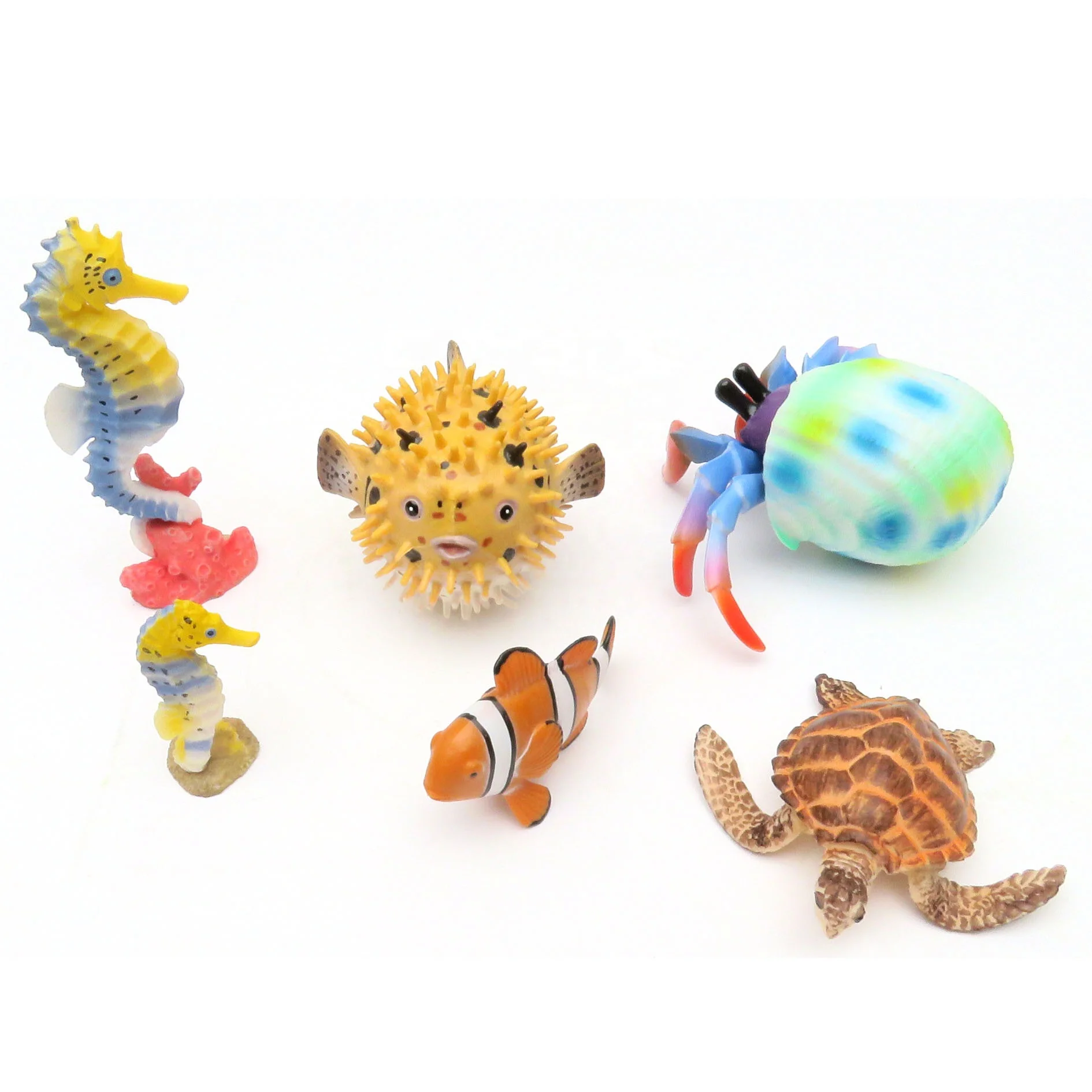 Diving Sea Animal Kit Toy Hippocampus Sea Turtle Puffer Fish Hermit Creab Clown Fish