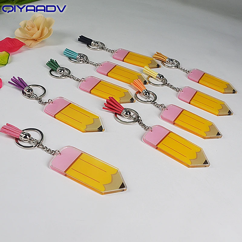 Teacher Appreciation gifts Pencil Acrylic Tassel Keychain