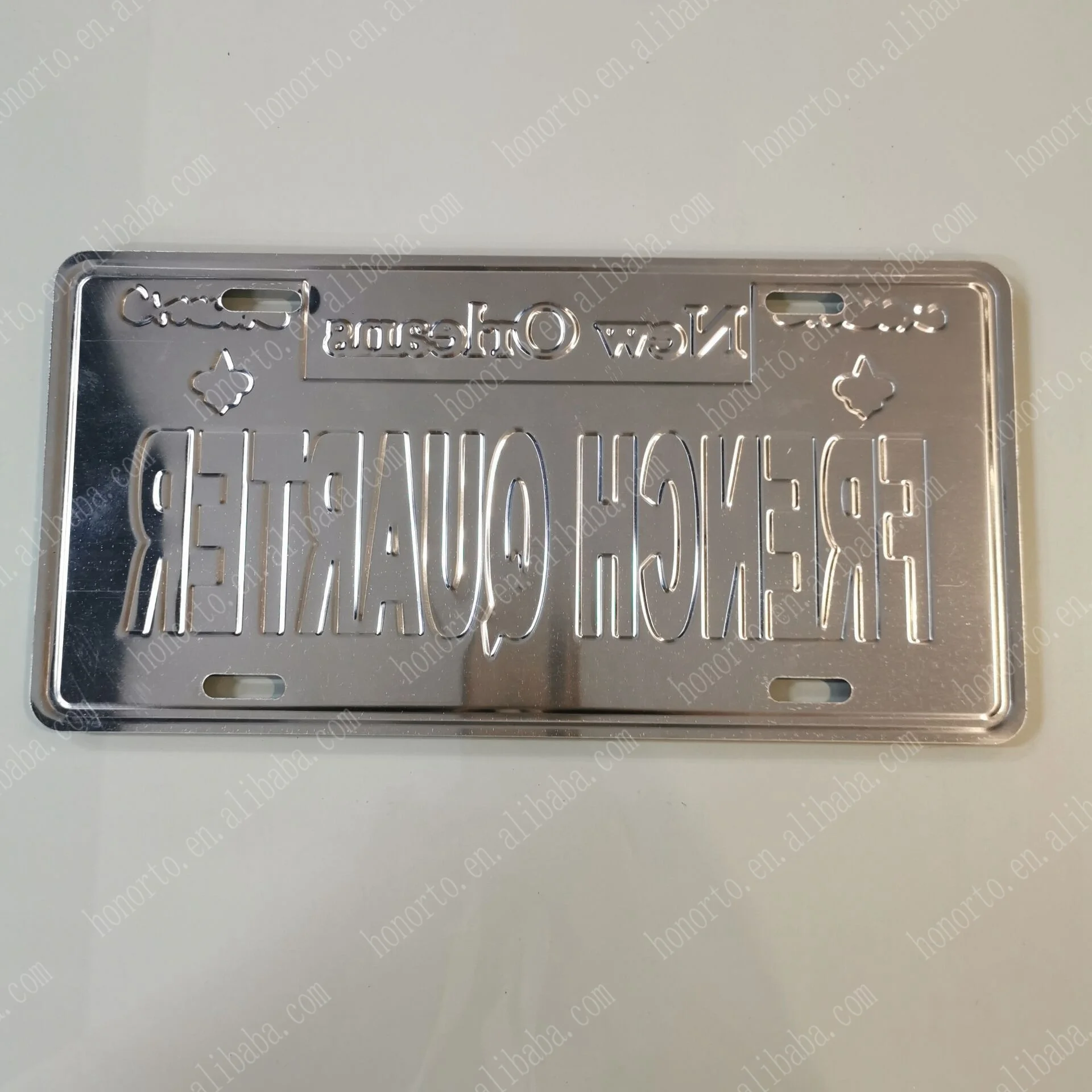 Widely used simply two color printing embossed license plate black and white business metal nameplate