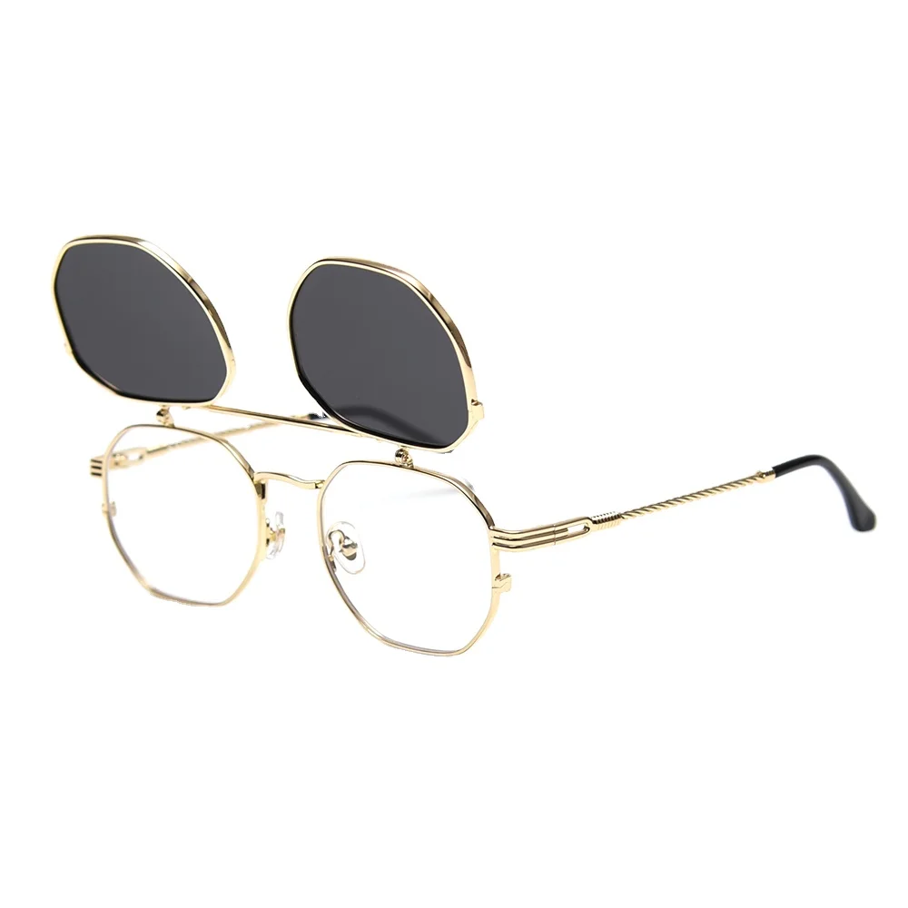 Hot sale metal gold flip up sunglasses men polarized uv400 retro optical glasses frame women high quality eyewear