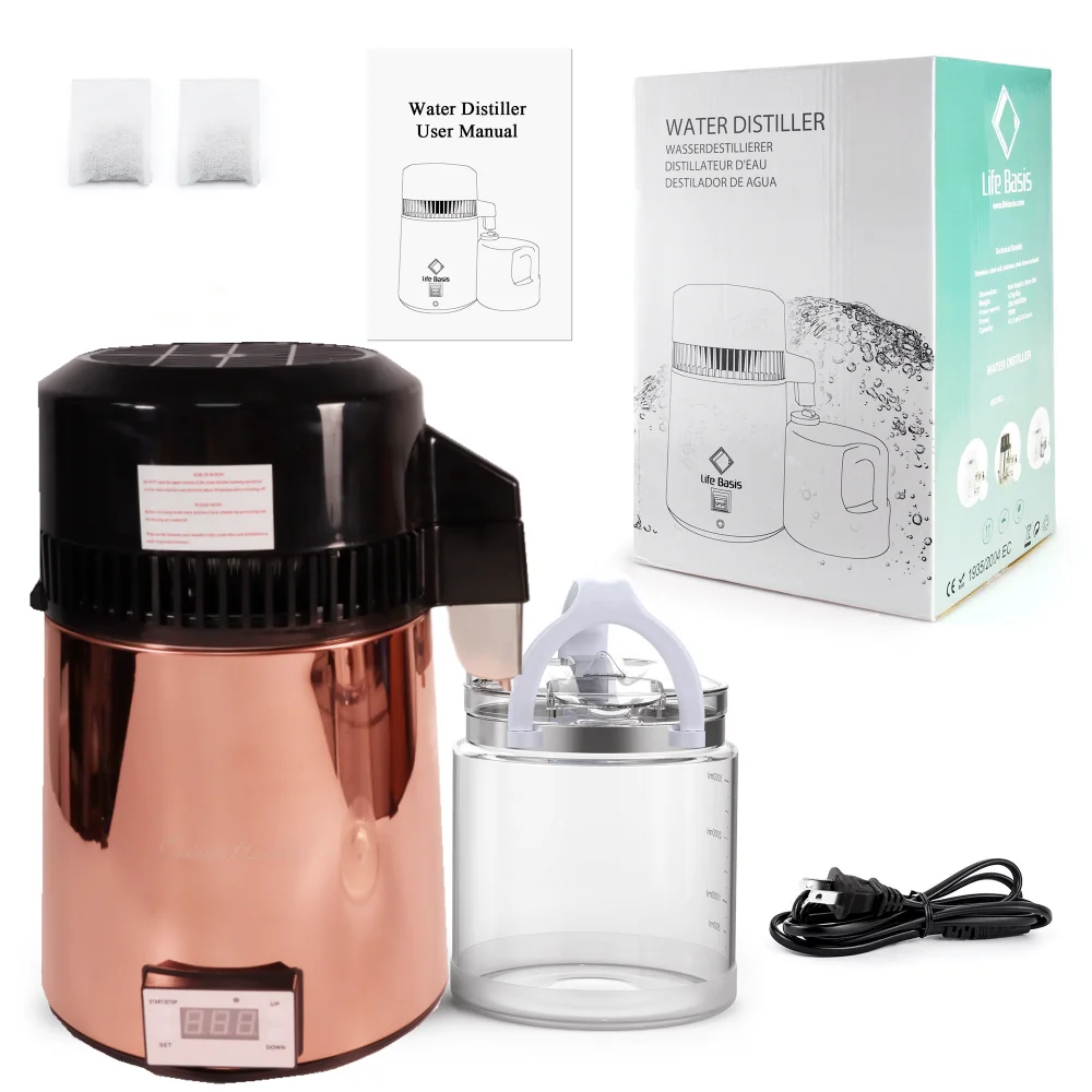 Factory Promotion Rose Gold Stainless Steel Distilled Water Dispenser Machine Home Water Distiller with 4 Liter Jug