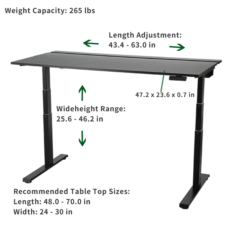 Dual motors Sit-to-Stand Metal Desk height adjustable standing computer gaming desk with Full-length cable management tray