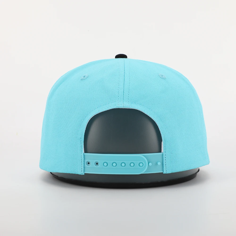 OEM Custom Design Your Own Logo 6 Panel High Quality Flat Brim Plain Cotton Hip Hop Snapback Hat Caps With Leather Patch