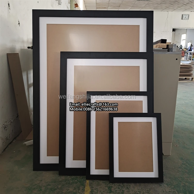 Wholesale Nodic Design Black White Oak Double Matted MDF Wooden Picture Photo Frame 24x36 28x40 16x20 11x14
