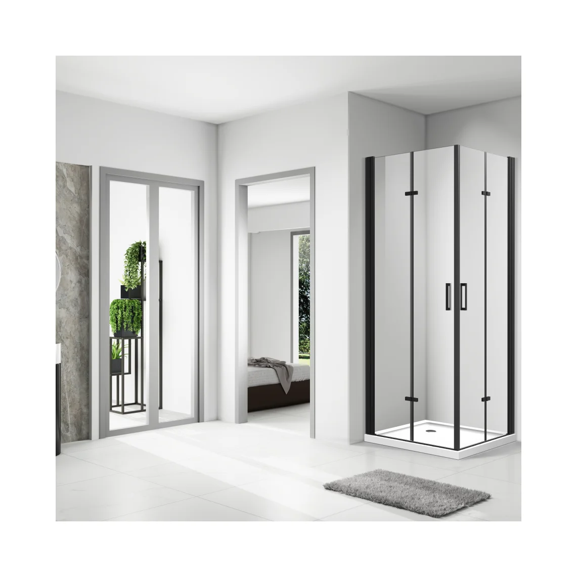 High quality black aluminum glass  shower enclosure shower rooms for bathroom