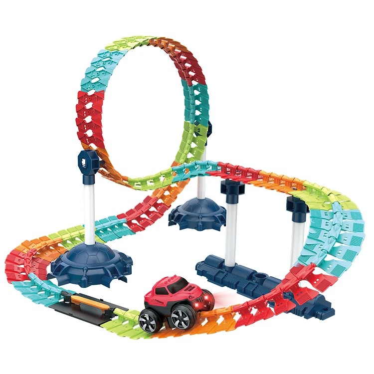 Tempo Toys Amazon Hot Selling Race Glow Toy Car Track With Lights Kids Changeable DIY Racing Rail Track Toy