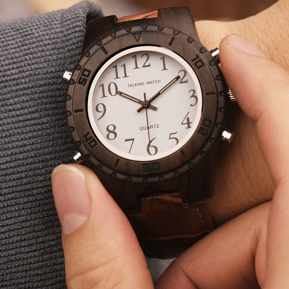 Languages customized talking watches Japanese movement English quartz talking watch for blind people