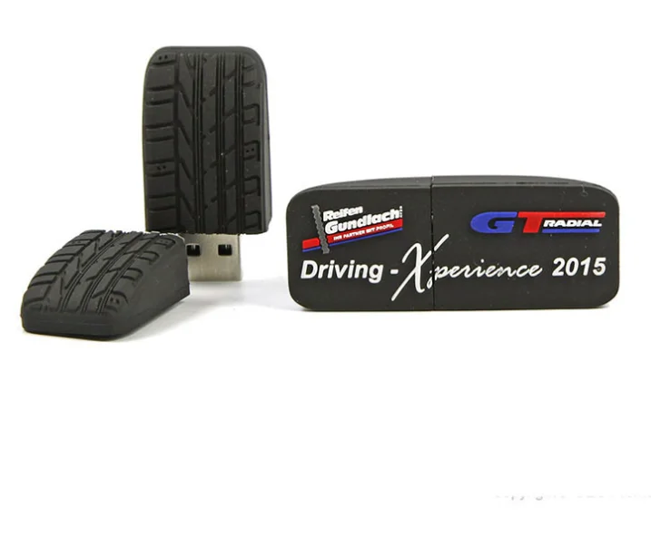 soft PVC rubber silicone car Tire shape deboss emboss engrave 2D 3D shape  USB flash drive keychain keyring gift