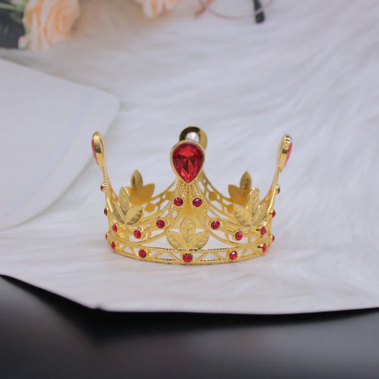 Girls princess crown wedding birthday party round rhinestone cake metal crown tiara