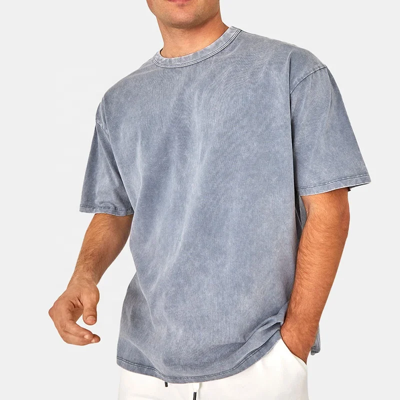 Custom acid washed oversized tee oversized tshirt washed garment dyed t shirt heavyweight garment t-shirt