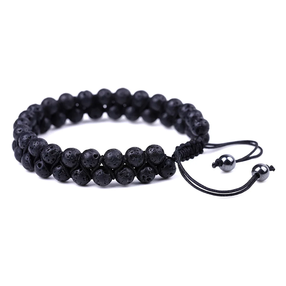  6mm Healing Seven Chakras Beads Black Lava Stone Bracelet Women Men Woven Energy Buddha Bracelets