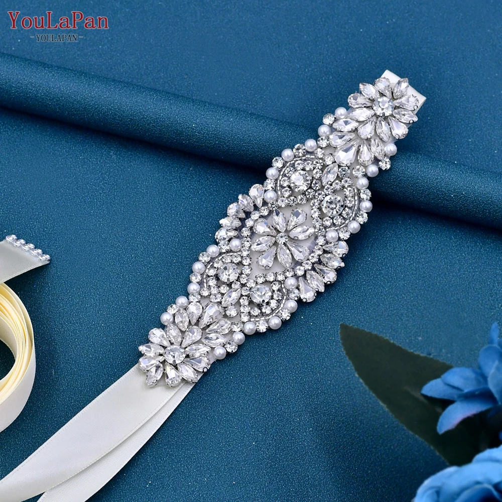 YouLaPan S394 Sparkling Stones Belts Silver Rhinestones Applique Bridal Wedding Dresses Sash Women Party Gown Girdle