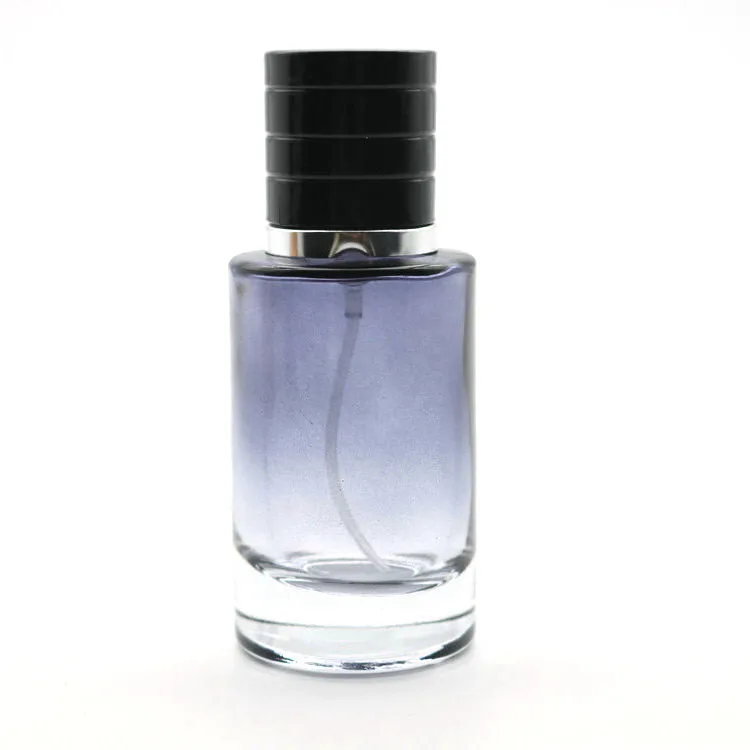 Cylinder Cologne Fine Mist Spray Glass Empty Grey Gradient Perfume Spray Bottle 30ml 50ml 100ml For perfume