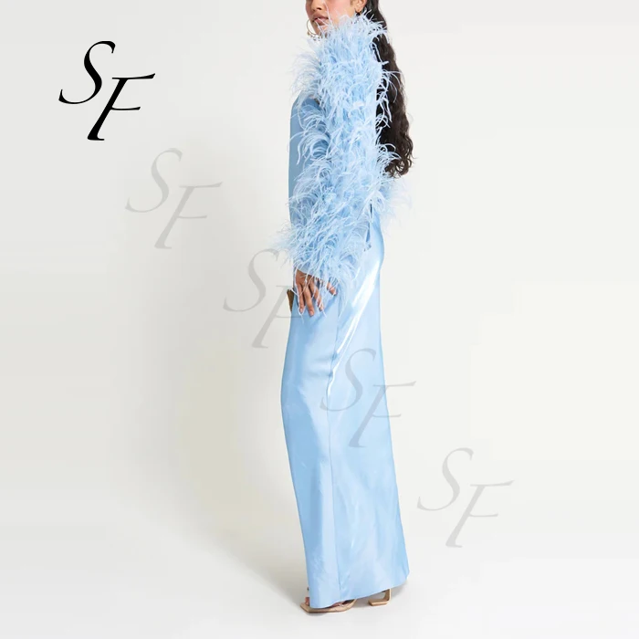 Star Fashion Natural High Quality Winter Thick Warm New Pink Color Ostrich Feather Jacket Ladies Feather Coat