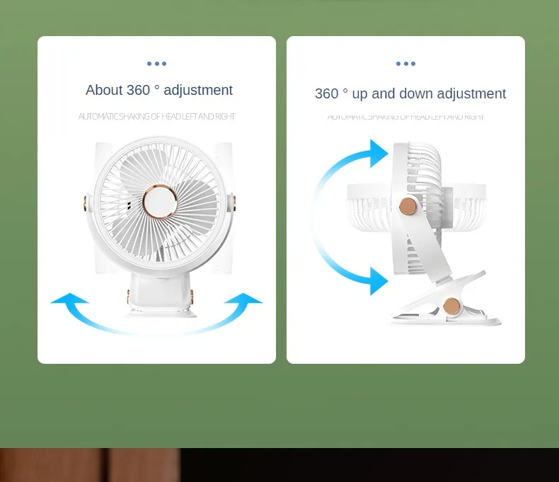 Portable Air Cooling Fan USB Battery Wireless 360 Degree Oscillating Car Vehicle-Mounted Table Clamp Desktop Mini Fan With Clip
