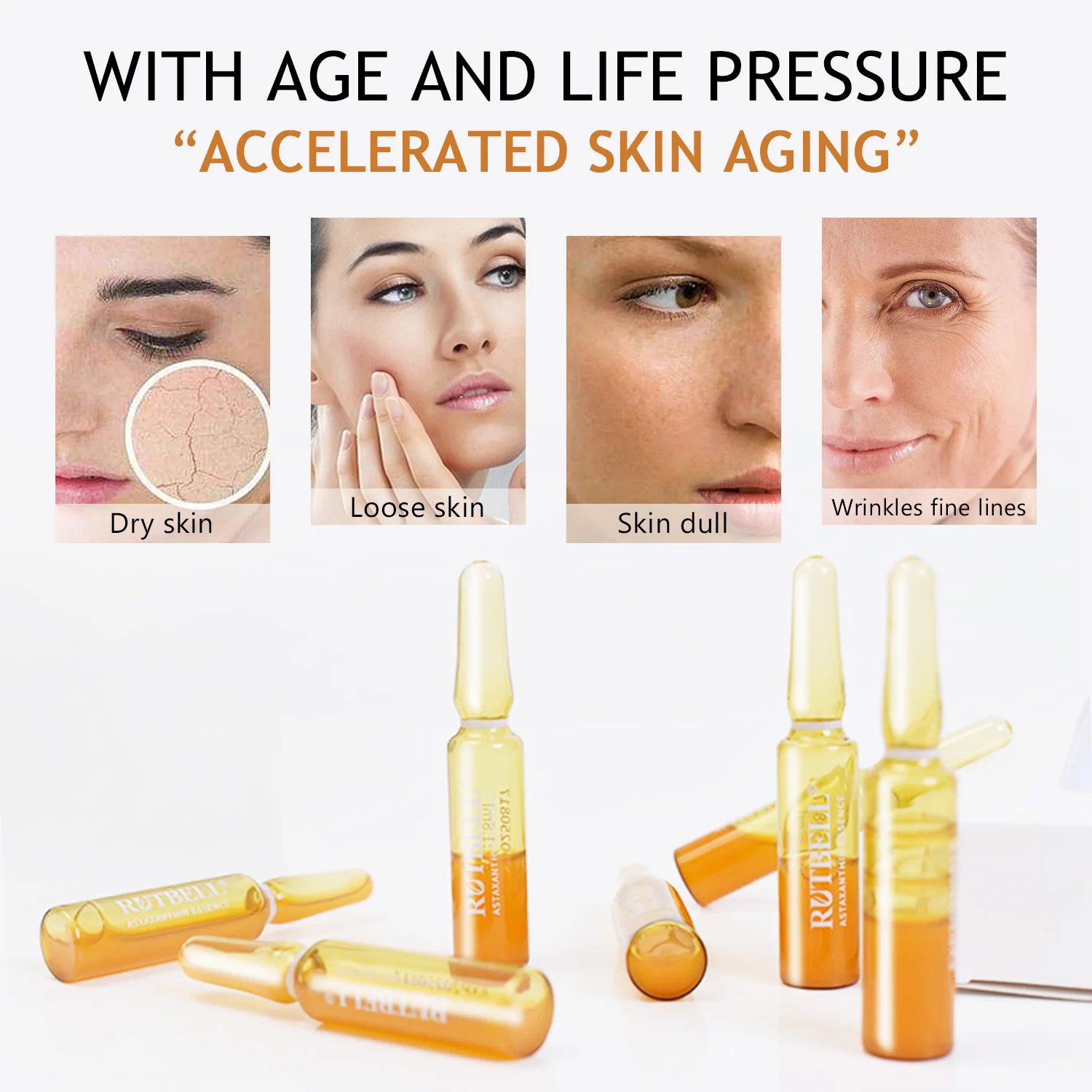 Oem Private Label Astaxanthin Essence Ampoule Serum Organic SkinCare Antioxidant Brightening Anti Wrinkles Anti Aging Serum