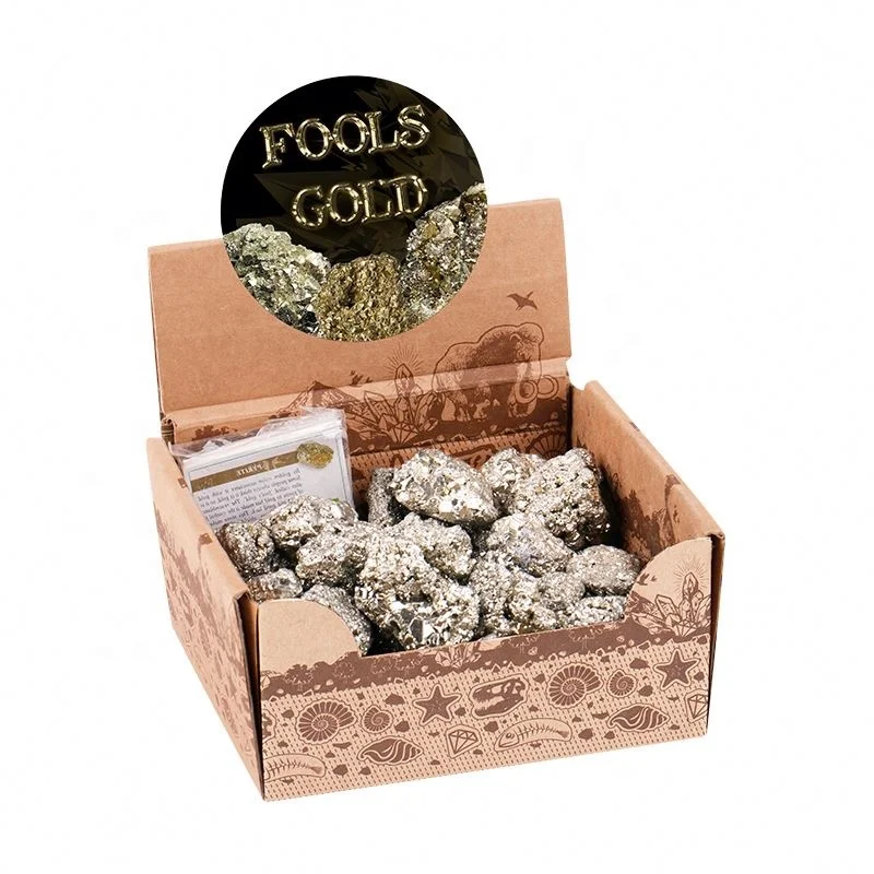 50 шт./компл. оптовая продажа натуральные минеральные фольги Золотой Пирит Nugget необработанный камень с Выставочной коробкой цена