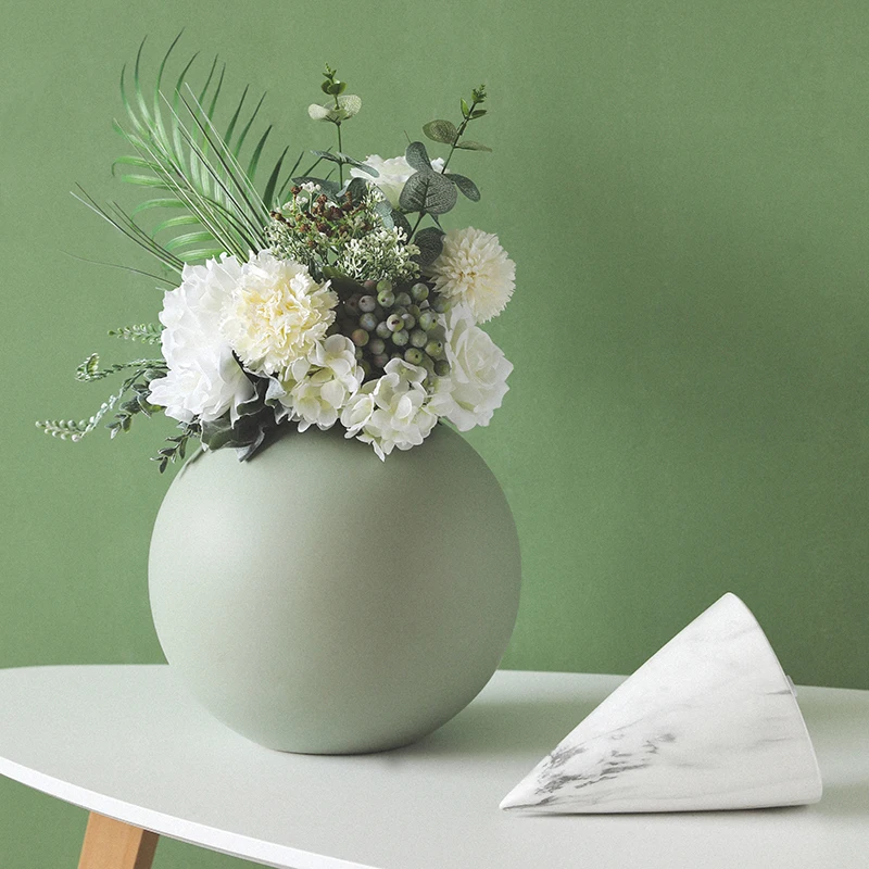 wholesale Morandi Creative Round Ball Shape Ceramic Flower Vase Elegant Modern Design For Wedding Party Home Deco Vases