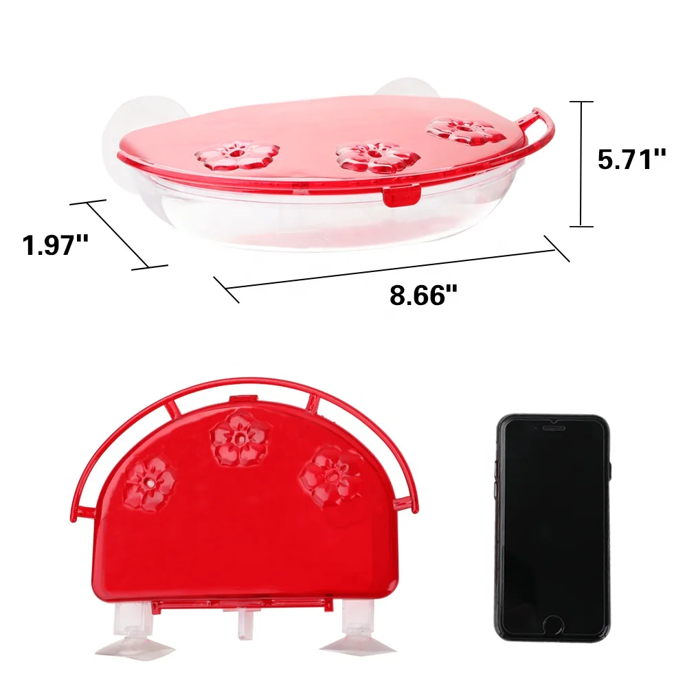 Wholesale Garden Window Bird Feeder Outdoor Red Cover Transparent Plastic Wild Bird Pet Feeder