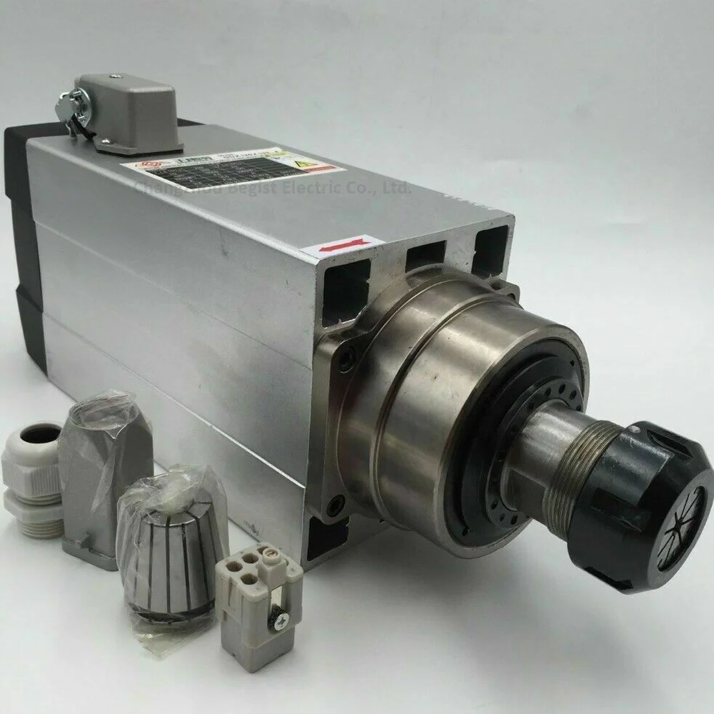 4.5KW 380V 300hz 18000rpm er32 square air cooled cnc spindle motor 18000 rpm air cooling 4.5 kw spindle motor