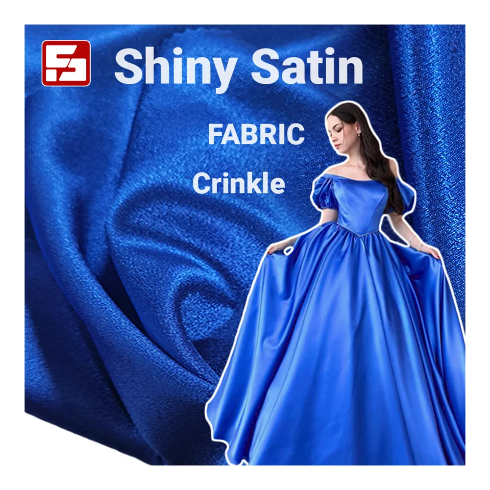 Hot sale 2023 100% Polyester Satin Fabric Solid Dyed Crepe Satin shawl cloth woman bridal dress fabric for clothing satin ribbon
