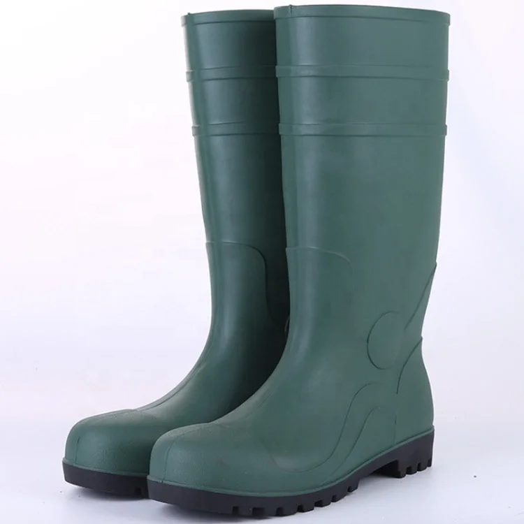 Steel Toe Durable PVC Wellington Polyester S5  Resistant Safety Work Rain Boots