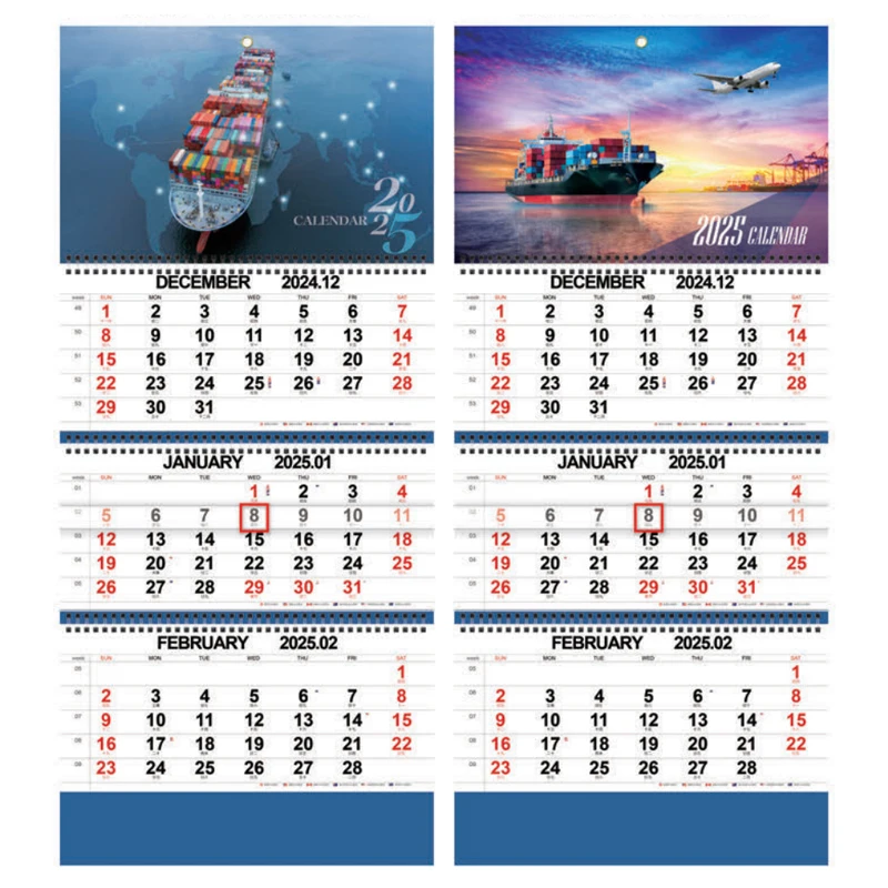 2025 Calendar Custom Three Sheets YO Ring Binding Wall Calendar 3 Tier Wire Calendars