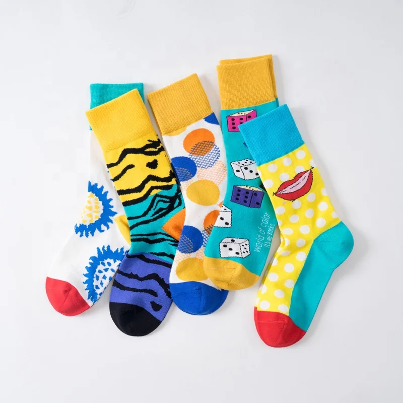 High Quality Colorful Novelty Mens Socks Custom Make Your Own Logo Cozy Cmax Design Happy Crew Cotton Socks Men