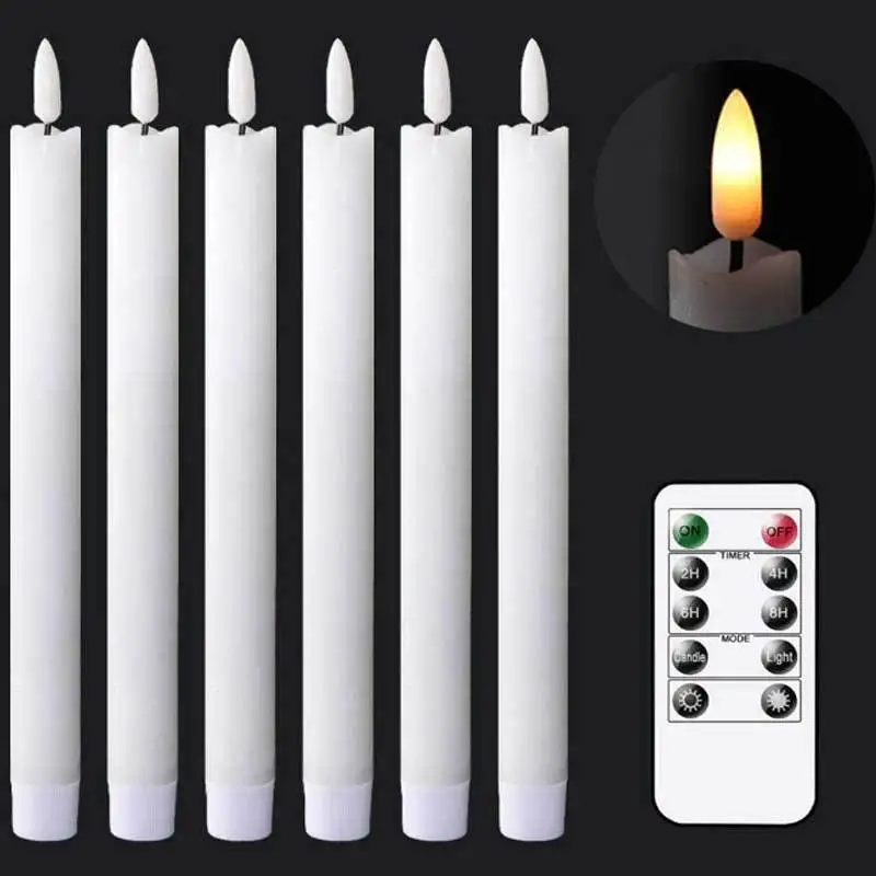 Wedding Favors  Battery Operated 3D Flameless Led Candles Plastic Taper Flickering Candles with Remote Control And Timer