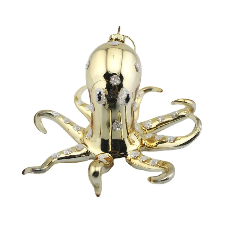 Wholesale christmas tree ornaments decorative hanging figurines glass octopus