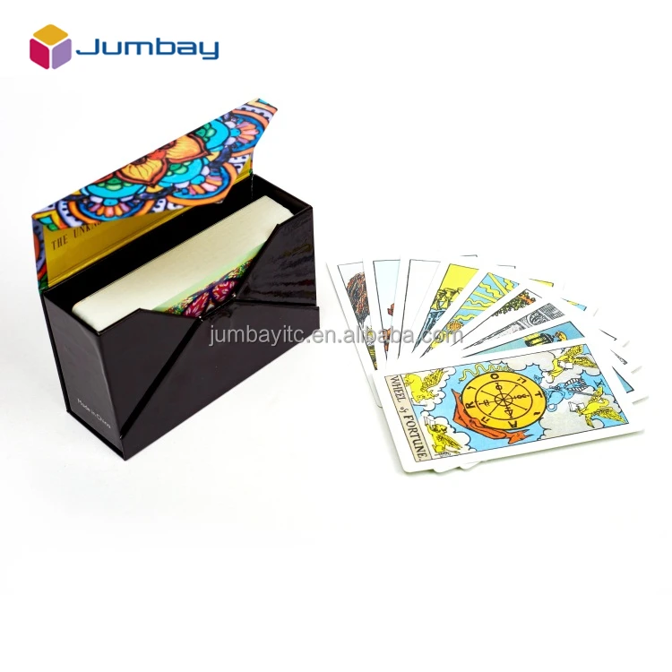 Factory Price Custom Your Charms Logo Design Word 12x7 Set Paper Tarot Cards Decks With Guidebook And Gift Box