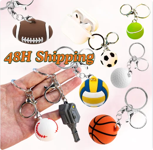 Fashion New 3D Football Basketball Keychain Sneaker Decor Accessories Pvc Rubber Keychain Low MOQ Ornaments Sport Ball Keychain