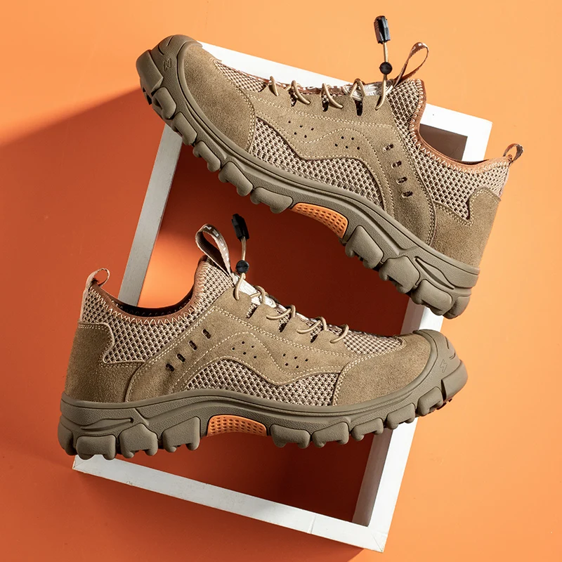 Hot sale custom steel toe rubber sole work boots cheaper suede mesh breathable safety work shoes for men women
