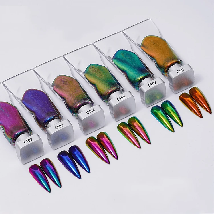 OEM Colors Liquid Type Mirror Chrome Powder Metallic Effect for Professional Nail Art Decor Manicure Nails Glitter Pigment