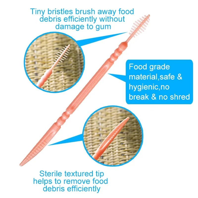 Bulk OEM Food Grade Flexible Interdental Brush Brushpicks Plastic Toothpicks With Brush