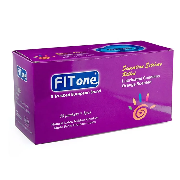 Fitone Latex Male condom ribbed condoms with orange scented