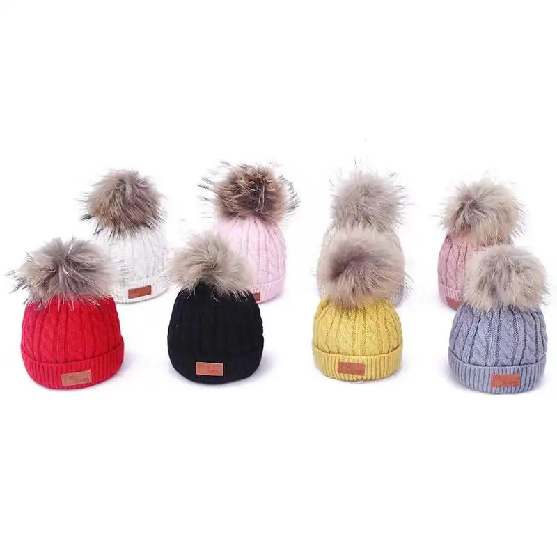 Keep Warm Children Winter Cute Kids soild bulb Beanie Hats Acrylic Knitted Hat