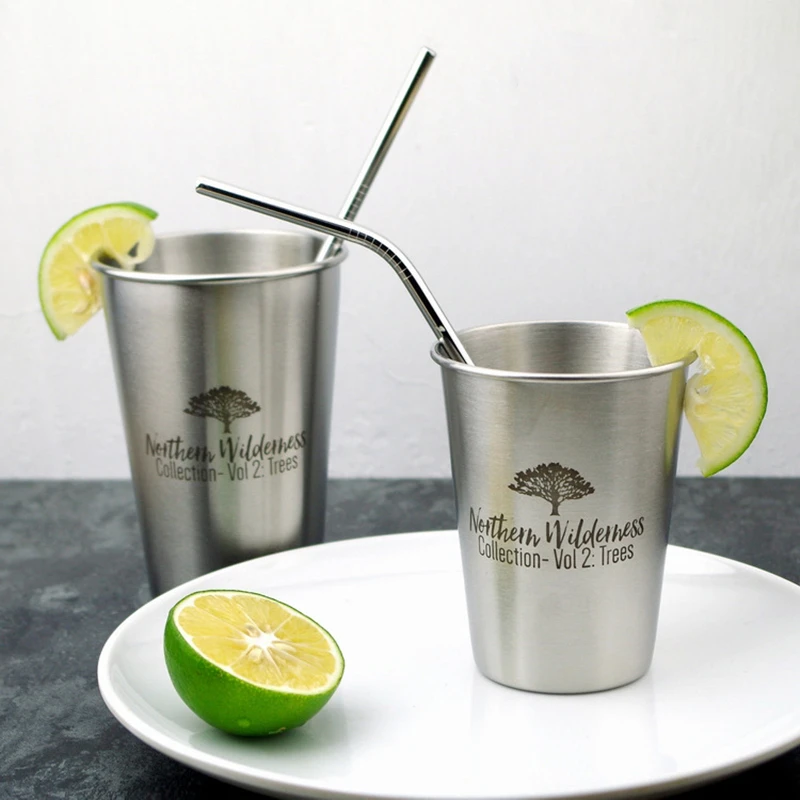 Wholesale Bar Beer Single Wall Stackable Tumbler 304 Stainless Steel Custom Metal Shot Glass Mug Pint Cups