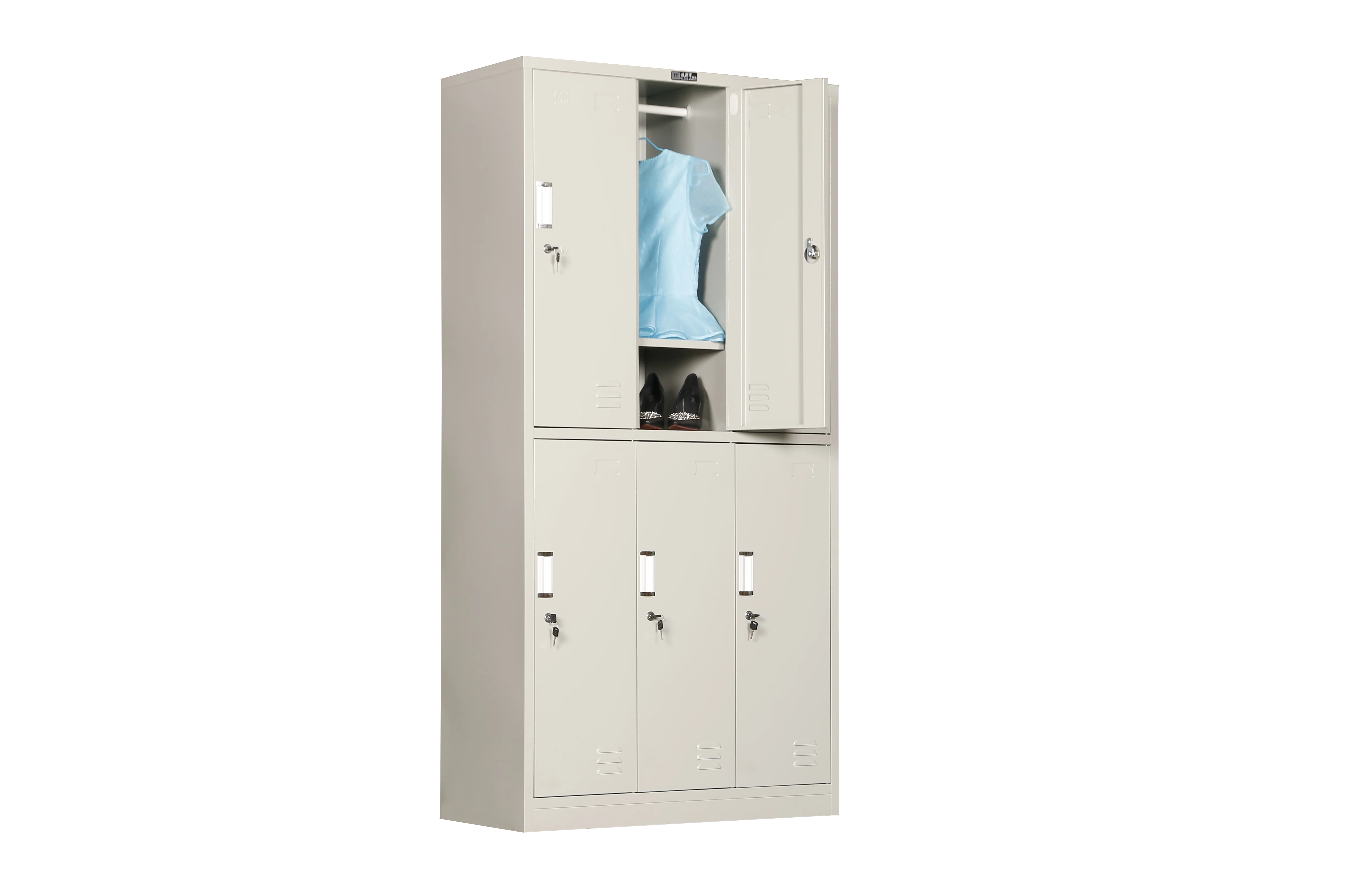6 Door Metal Locker Steel Storage Cabinet Six Doors Clothes Wardrobe