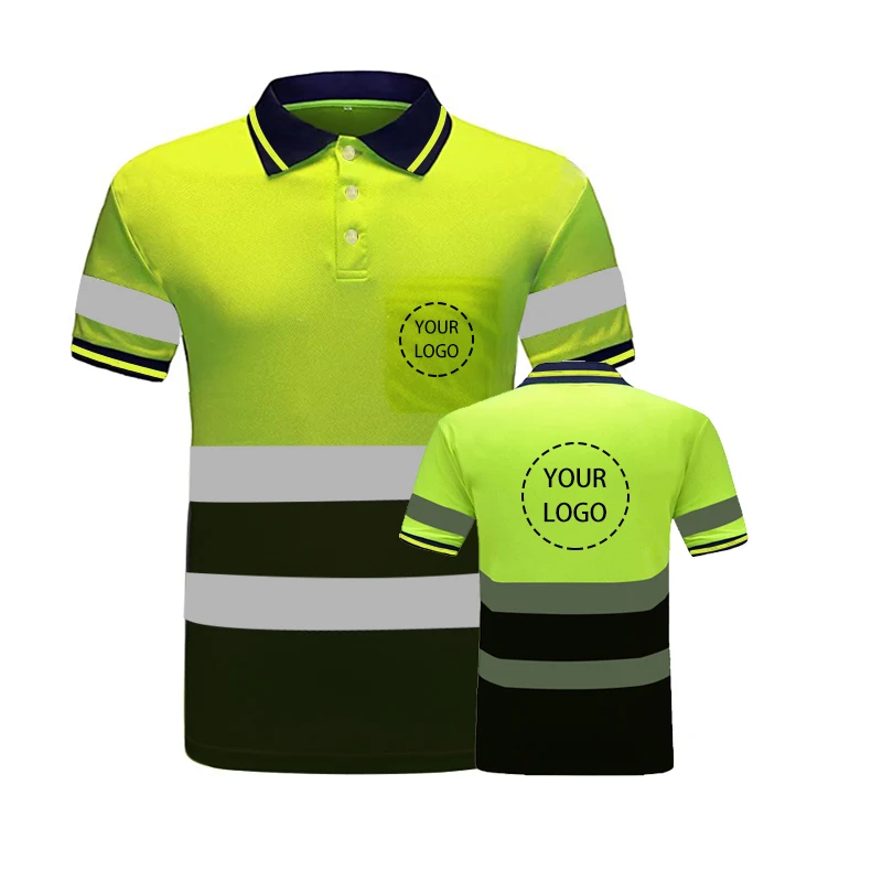 Защитная Рубашка Поло-Светоотражающая конструкция Hi-viz рабочая одежда защитные Футболки Светоотражающие с карманами