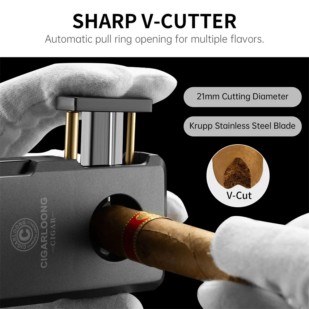 New Multi-function Windproof Lighters Double Jet Flame Refillable Butane Lighter with Punch 5 in 1 VCut All in one Cigar lighter